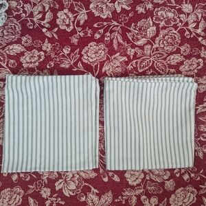 Striped Green and White Fabric Napkins